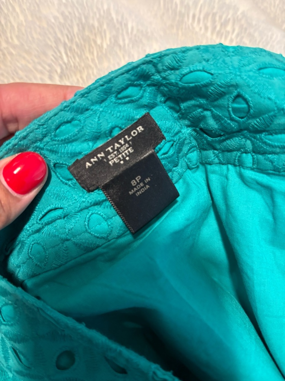 Ann Taylor Teal Eyelet A-Line Skirt - Picture 3 of 3